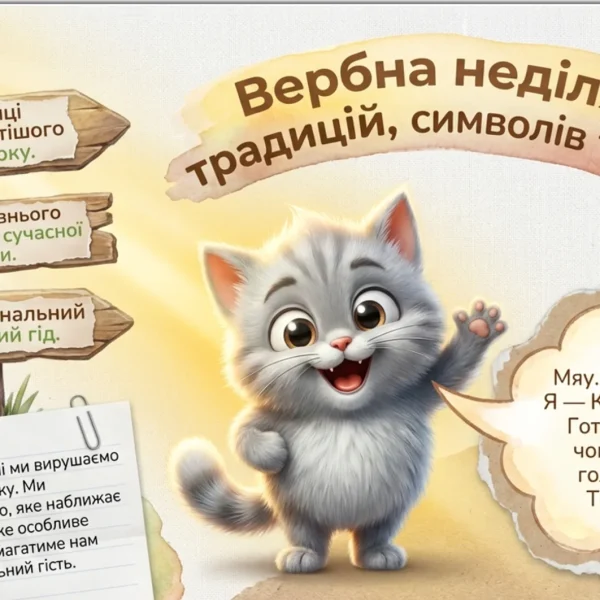 Вербна неділя: народні обряди, символи та традиції — Презентація НУШ (1–7 класи) та виховна година (до 5 квітня)