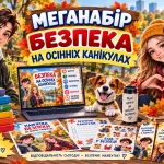 Меганабір «Безпека на осінніх канікулах» — презентація, пам’ятки, завдання, сертифікати та наклейки