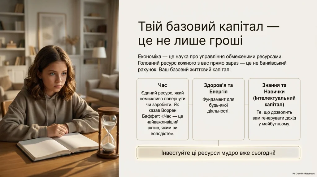 Базовий капітал — час, здоров’я, енергія, знання та навички