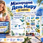 Міжнародний день миру 21 вересня — презентація, робочий аркуш, наліпки, закладки та браслети