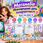 Меганабір для виховної години до Міжнародного дня толерантності: презентація, робочі аркуші, тести, закладки, наліпки та сертифікат