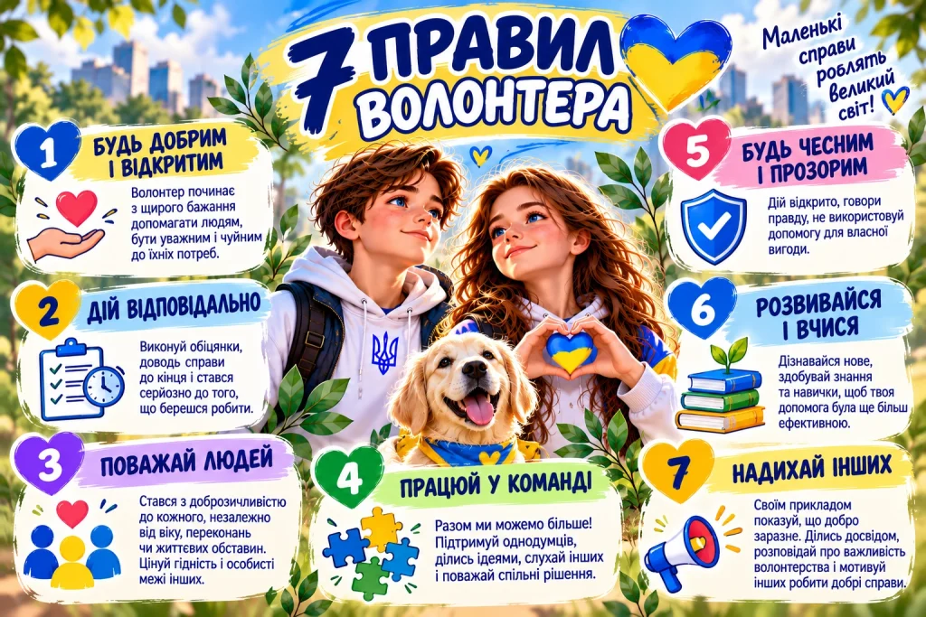 7 правил волонтера до Міжнародного дня волонтера 5 грудня