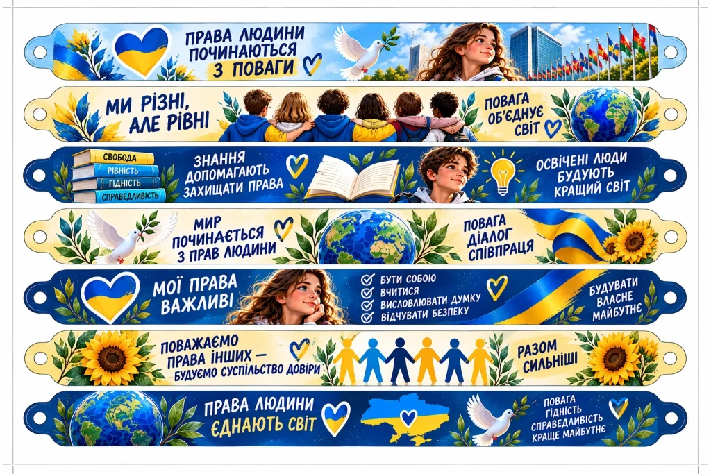 Права людини — браслети для дітей про права, рівність, гідність і повагу
