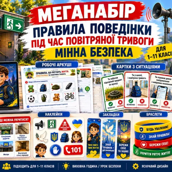 Правила поведінки під час повітряної тривоги та мінна безпека для 1–11 класів