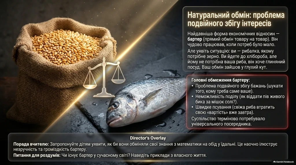 Натуральний обмін і проблема подвійного збігу інтересів у бартері