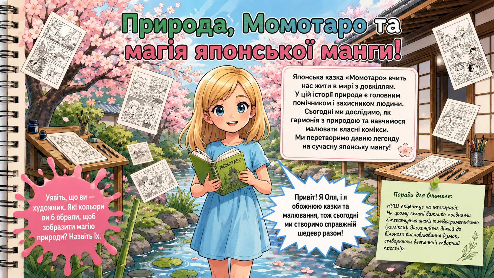 Стосунки людини й природи в казці «Момотаро, або Хлопчик-Персик». Створення у стилі манґа власного коміксу за сюжетом казки Момотаро Людина і природа в казці «Момотаро, або Хлопчик-Персик»