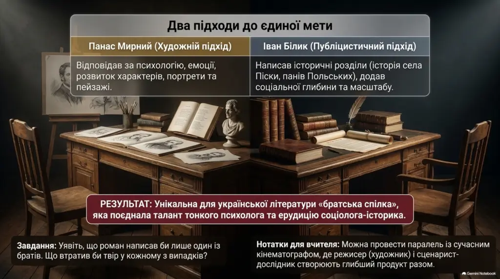 Порівняння двох підходів до роману Панаса Мирного і Івана Білика з описами їх творчого внеску