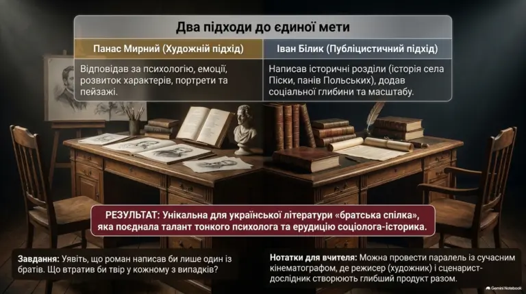 Порівняння двох підходів до роману Панаса Мирного і Івана Білика з описами їх творчого внеску