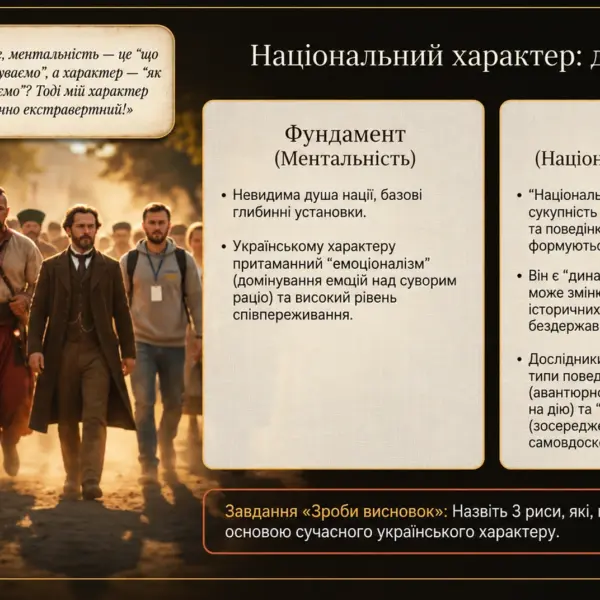 Ментальність і національний характер українців: взаємозв’язок культури, традицій і стереотипів — презентація НУШ
