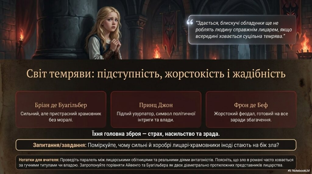 Презентація В. Скотт «Айвенго» — світ темряви, жорстокості та підступності