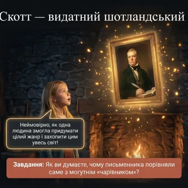 Вальтер Скотт — засновник історичного роману. Цікаві факти про письменника, презентація для уроку зарубіжної літератури.