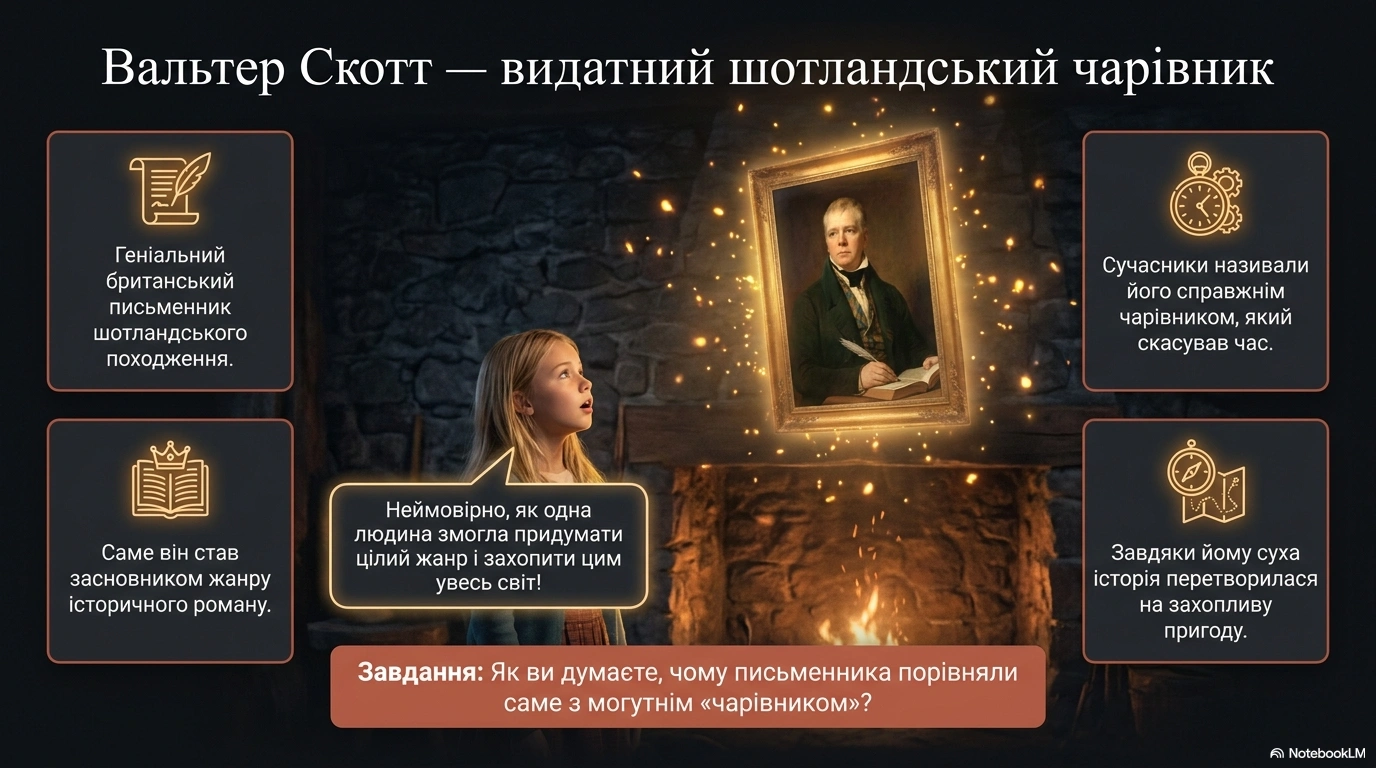 Презентація Вальтер Скотт «Айвенго» — засновник історичного роману Вальтер Скотт — засновник історичного роману. Цікаві факти про письменника, презентація для уроку зарубіжної літератури.