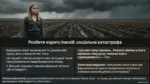 Дівчинка на фоні поля під похмурим небом з текстом про соціальну катастрофу і втрату землі Чіпкою Варениченком